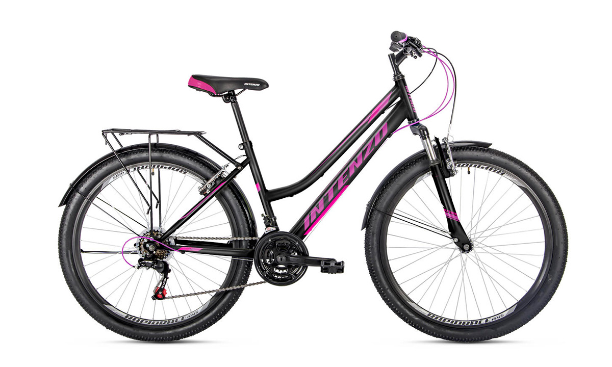 Фотография Велосипед Intenzo COSTA SUS V-brake 26" размер S 2024 Черно-фиолетовый